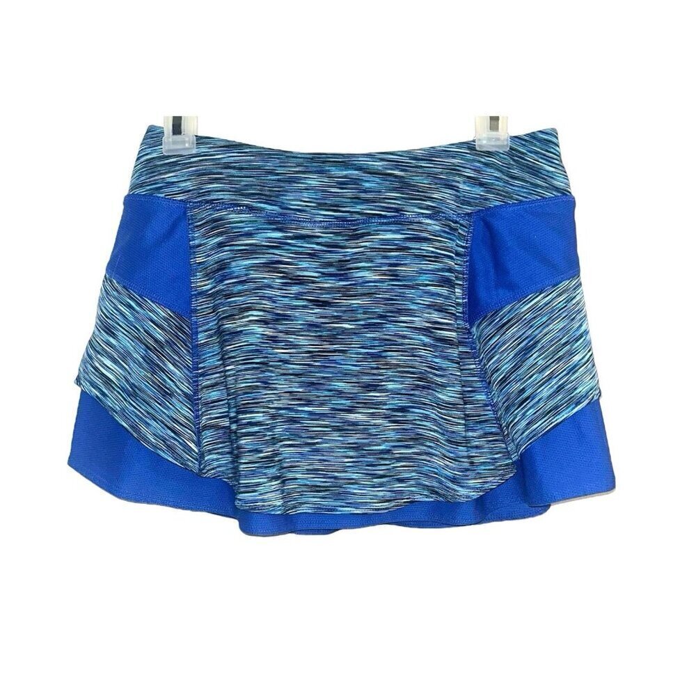 Athleta Blue Spacedye Bustle Athletic Tennis Golf Skirt Skort Size Small